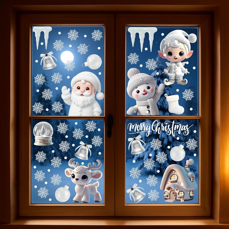 WALPLUS Christmas Window Clings Decorations Double-Sided Reusable Peel and Stick Removable for Glass Living Room Nursery Room Home Office Winter Wonderland 215 Pieces - Image 3